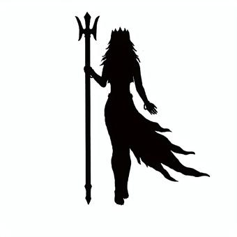 ポセイドン ポセイドン,海,王,女王,女,女性,水着,裸,槍,白黒のイラスト素材