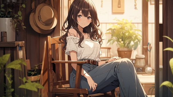 椅子に座る女性①