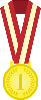 Illustration, gold medal, a medal, first place, 