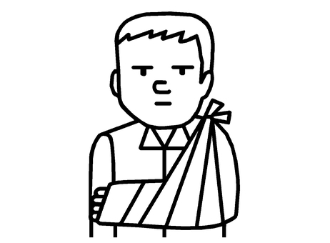 骨折 骨折,ケガ,事故,外傷,包帯,イラストのイラスト素材