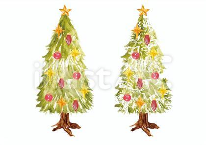 《水彩風》クリスマスツリー_赤2