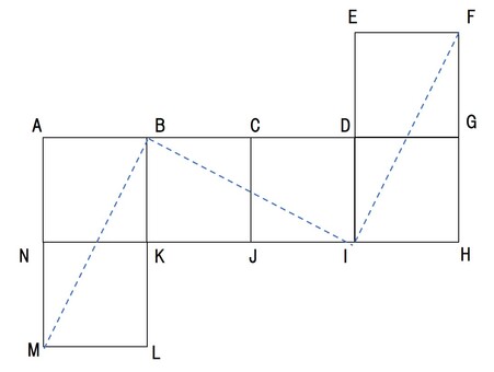 箱の展開図の同一点 小学生,算数,図形,テスト,中学受験,展開図,立方体のイラスト素材