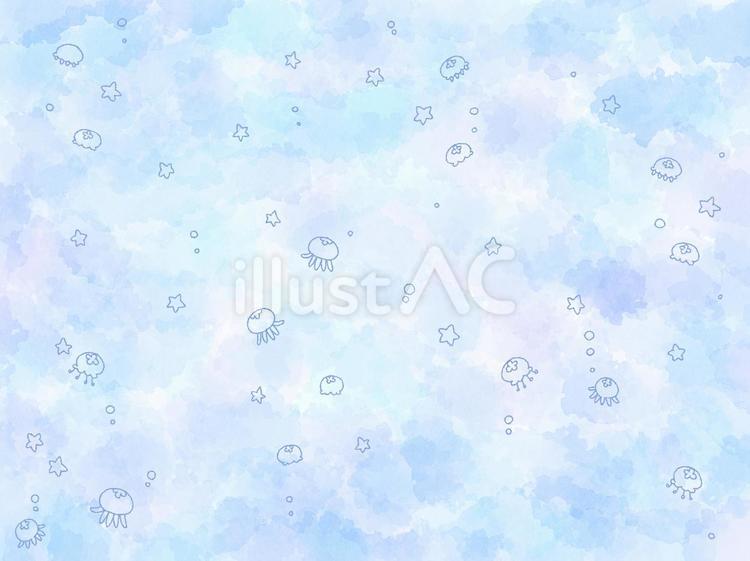 くらげ水色 背景,壁紙,かわいいのイラスト素材