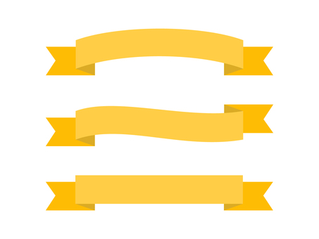 黄色のシンプルなリボンセット リボン,見出し,デコレーション,テープ,シンプル,かわいい,あしらい,装飾,ギフト,枠のイラスト素材