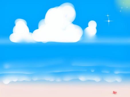 海辺の絵 海,海辺,波,海岸線,カニのイラスト素材