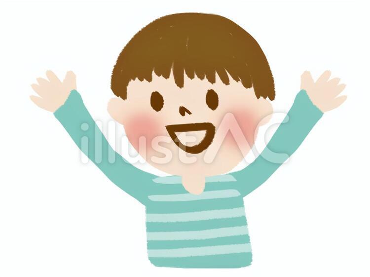 万歳をする男の子 万歳をする男の子 万歳,嬉しい,ほのぼののイラスト素材