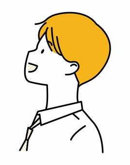 上を向く男子学生シンプル1 男子,男子高校生,高校生,中学生,学生,男性,ワイシャツ,ネクタイ,シンプル,上のイラスト素材