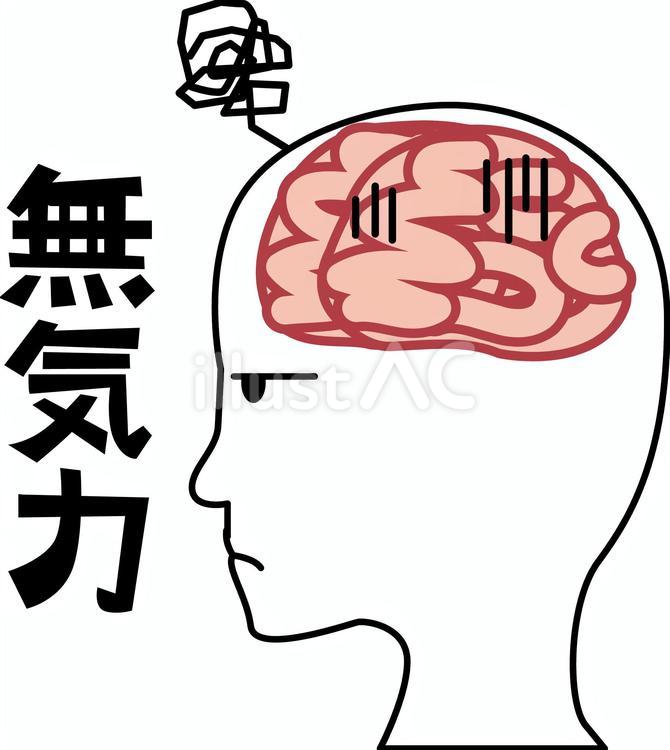 無気力 脳みそ,大脳,前頭葉のイラスト素材