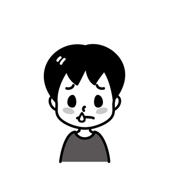 男の子　鼻水　白黒 子供,鼻水,白黒,風邪,鼻炎,病気,インフルエンザ,アレルギー,花粉症,症状のイラスト素材