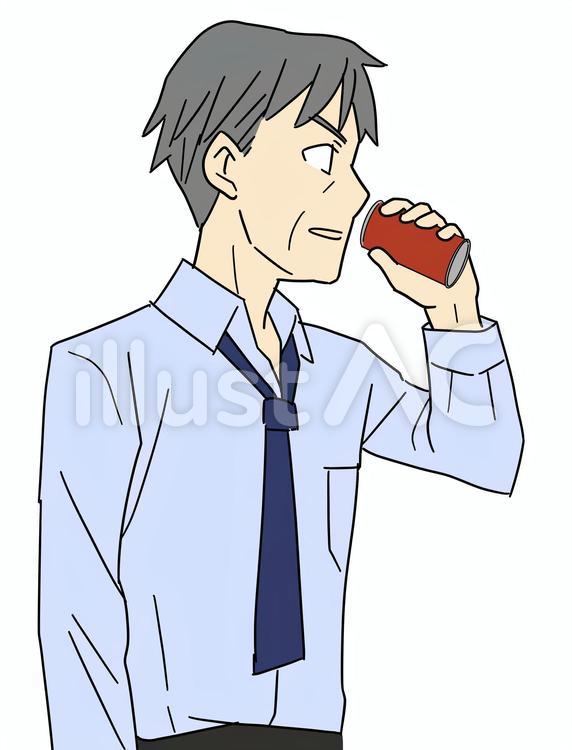 缶ジュースを飲むおじさん 缶コーヒー,缶ジュース,飲み物のイラスト素材