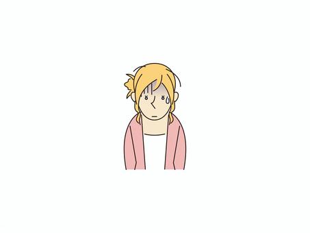 ドン引きする女性金髪外国人 戸惑い,困惑,引く,拒絶,ショック,カラー,金髪,外国人,白人,ブロンドヘアのイラスト素材