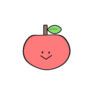 りんご(顔つき) りんご,手描き,かわいい,シンプル,簡単,果物,アイコンのイラスト素材