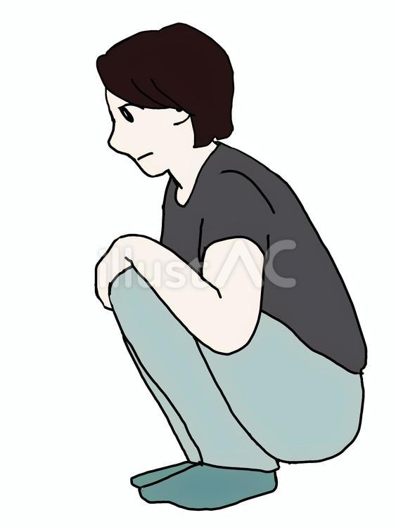 しゃがみこむ女性3 人物,女性,しゃがむのイラスト素材