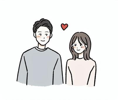 笑顔で見つめ合う男性と女性・カップル カップル,見つめ合う,見つめる,男女,笑顔,人物,恋人,男性,女性,彼氏のイラスト素材