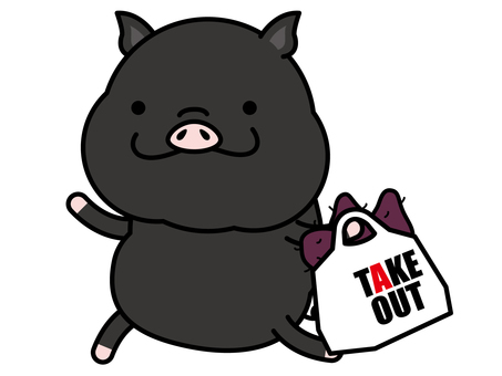 Black pig takeout potato, take-out, take out, black pig, JPG and PNG