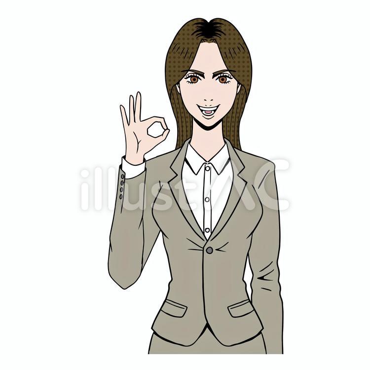 okポーズのビジネスウーマン アメコミ,ビジネス,女性のイラスト素材