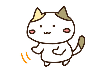 おいでおいでするかわいい三毛猫 おいでおいで,カモン,手招き,動物,ねこ,かわいい,手書き,ゆるい,シンプル,デフォルメのイラスト素材