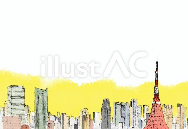 東京タワー夕暮れ(透過) 東京タワー,都会,オフィス街のイラスト素材