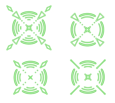 サイバー照準セット 黄緑 ターゲット,狙撃,丸,照準,スナイパー,ロックオン,素材,射撃,銃撃,銃のイラスト素材