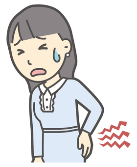  ワンピースお嬢様-077-バスト 腰痛,お嬢様,女性,女の子,オシャレ,人物,かわいい,ぎっくり腰,神経痛,症状のイラスト素材