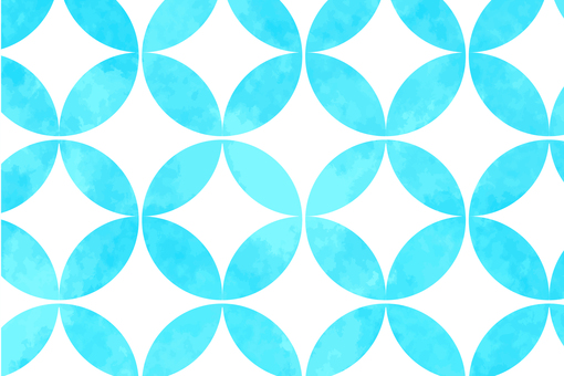 綺麗な水彩風の七宝柄 背景,和柄,七宝,和風,水彩,青色,水色,壁紙,素材,テクスチャのイラスト素材