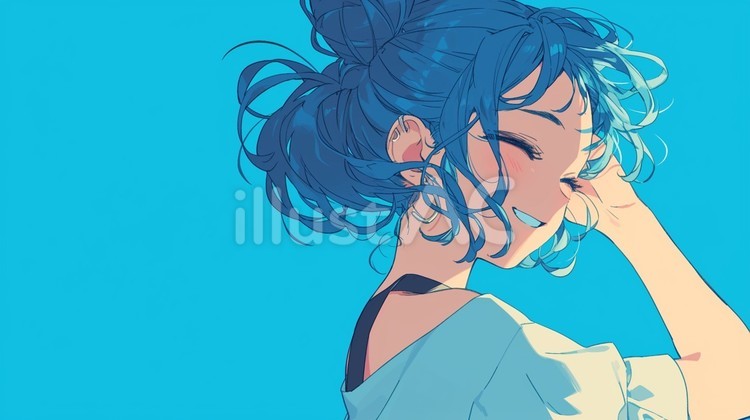 まとめ髪の女の子の横顔 女の子,かわいい,まとめ髪のイラスト素材