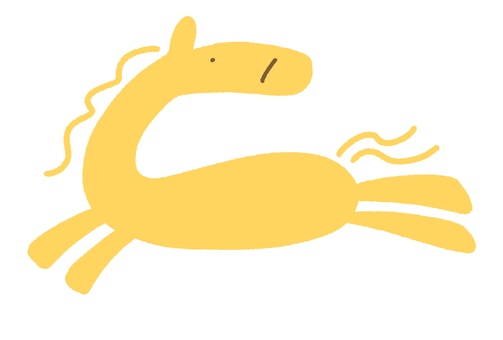 走るカラフルかわいい馬の年賀状　2026 馬,走る,手描き,2026年年賀状,シンプル,かわいい,ウマ,うま,駆ける,可愛いのイラスト素材