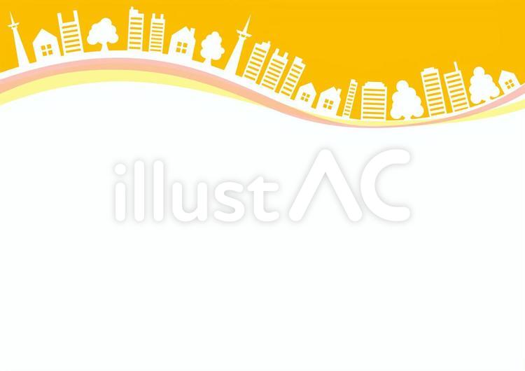 オレンジの街並み背景フレーム枠 ビジネス,背景,フレームのイラスト素材