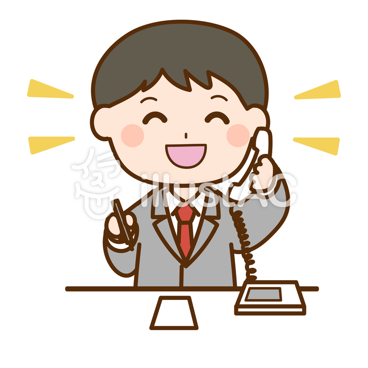 笑顔で電話応対をする男性 電話,応対,オペレーターのイラスト素材