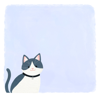 可愛い手描きの猫のメモ　青 猫,動物病院,生き物,飼育,ペット,手描き,付箋,シンプル,ゆるい,ナチュラルのイラスト素材