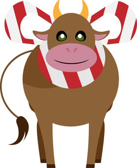 干支　丑のイラスト 干支,干支の丑,丑,和,和風,年賀状,日本風,謹賀新年,正月,冬のイラスト素材