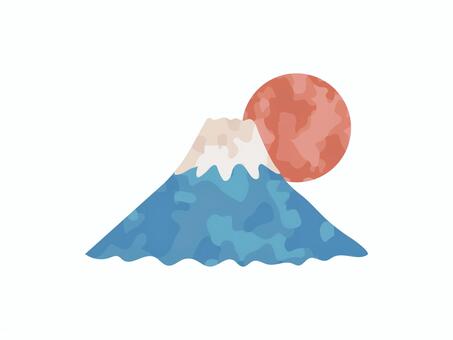 富士山と初日の出 初日の出,富士山,年賀状,縁起,元旦,お正月,水彩,新年,山,太陽のイラスト素材