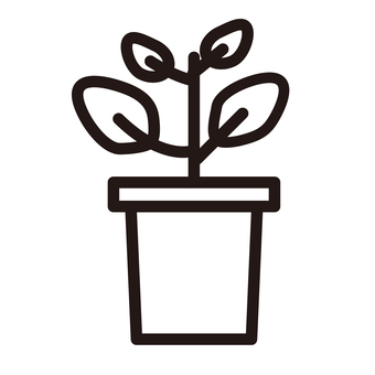 観葉植物の線画アイコン 観葉植物,植物アイコン,線画,シンプル,モノクロ,葉っぱ,植物イラスト,ボタニカル,ナチュラル,ミニマルのイラスト素材