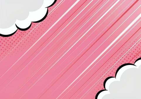 ピンク色のポップな雲と斜めの効果線 効果線,ライン,ドット,雲,ポップ,ピンク色,背景のイラスト素材