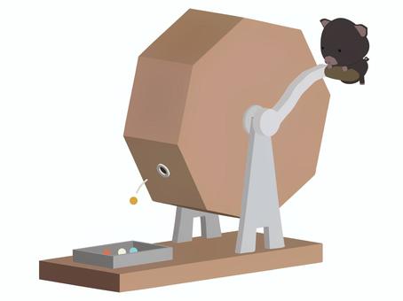 ガラポン抽選_豚 ガラポン,抽選,ブタ,黒豚,動物,かわいい,ガラガラ,くじのイラスト素材