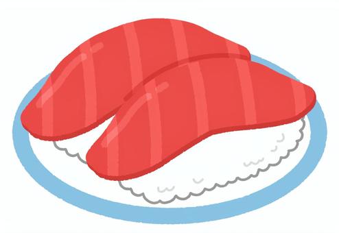 寿司(まぐろ02) 寿司(まぐろ02) 寿司,マグロ,トロ,食べ物,和食,シャリ,魚,日本食,皿,回転寿司のイラスト素材