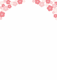春らしい梅の花の背景（ピンク）縦 梅の花,縦,背景,フレーム,枠,壁紙,飾り,コピースペース,余白,a4のイラスト素材