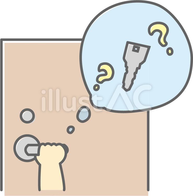 玄関の鍵が閉まっているか確認するイラスト ドア,家,玄関のイラスト素材