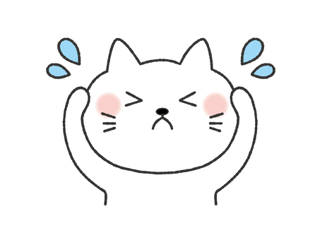 頭を抱える猫 猫,動物,汗,焦る,悩む,困る,頭を抱える,パニック,トラブル,ショックのイラスト素材
