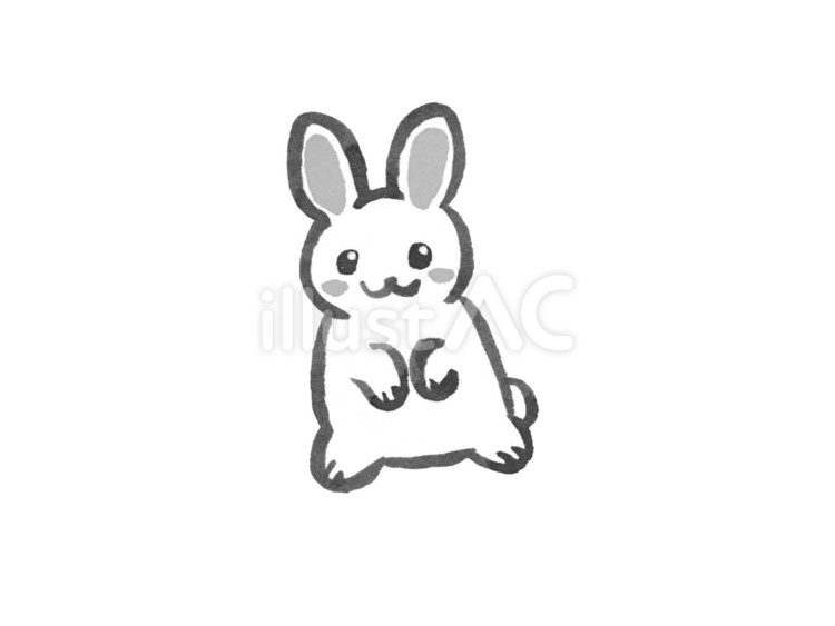 墨で描いたうさぎのキャラクター うさぎ,水彩,卯年のイラスト素材