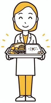  女性医師白衣(黄)-072-全身 弁当,女医,医師,女性,白衣,スクラブ,医者,病院,医療,ドクターコートのイラスト素材