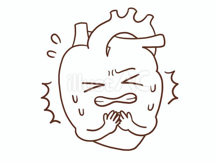 苦しむ心臓(色なし) 心臓,臓器,血管のイラスト素材