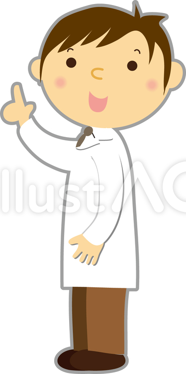 白衣男性指差し ゆびさし,指差し,白衣のイラスト素材