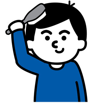 髪の毛を梳かす 男の子,髪の毛,ブラッシング,生活習慣,梳かす,ヘアブラシのイラスト素材