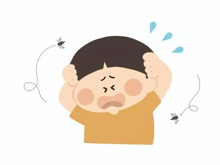 蚊に襲われる子供 蚊,虫,虫刺され,飛ぶ,飛び回る,子供,少年,幼児,男の子,嫌のイラスト素材