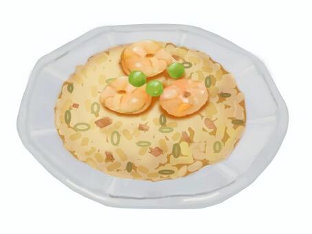 海老チャーハン25 チャーハン,炒飯,海老,中華料理,中華料理店,主食,ご飯,ネギ,卵,チャーシューのイラスト素材
