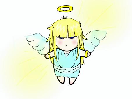 天使ちゃん 天使,可愛い,金髪,青い目,羽,飛ぶ,天使の輪,神様世界のイラスト素材