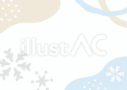 冬の雪の結晶と曲線のフレーム背景01