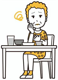  大阪のおばちゃん(黄)-193-全身 胃もたれ,おばちゃん,大阪,ヒョウ柄,おばはん,中年,女性,関西,派手,おばさんのイラスト素材