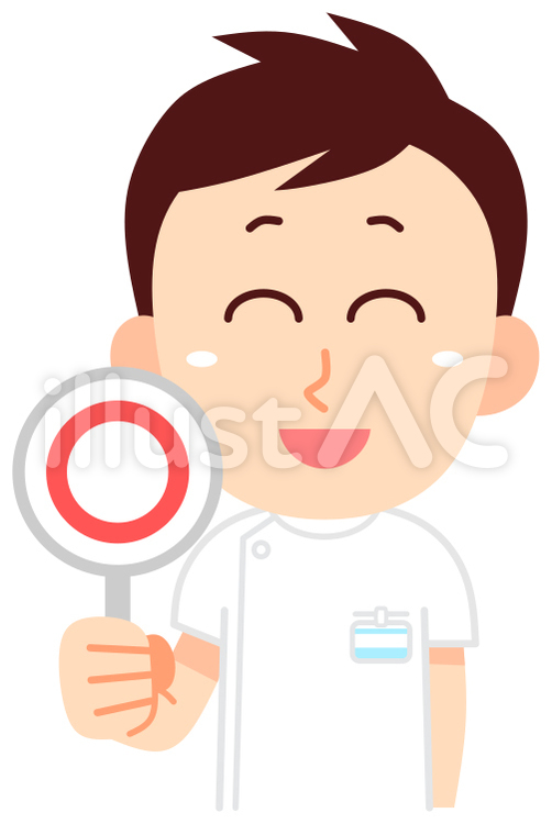 ○×を持つ看護師　男性 看護師,介護士,正解のイラスト素材